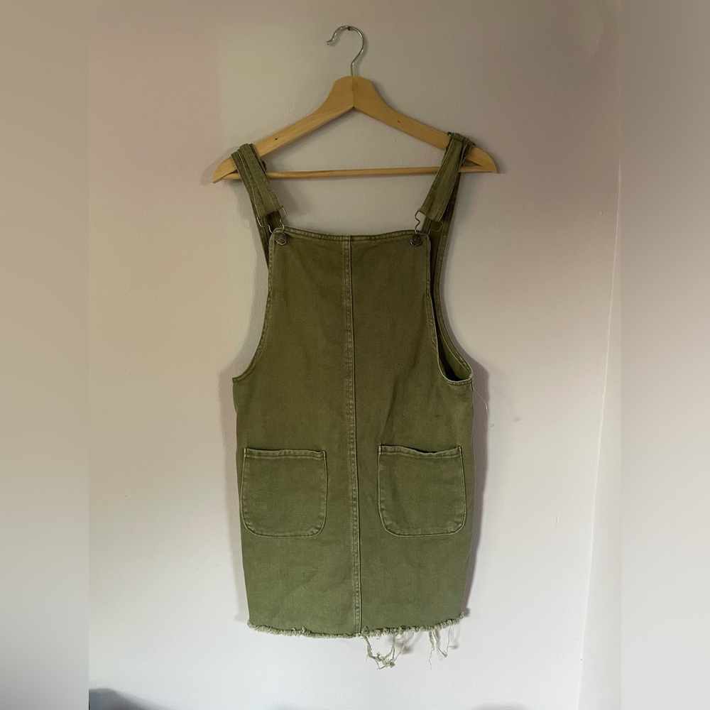 Olive Green Overalls Dress